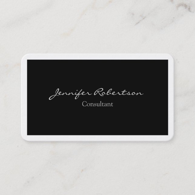 Classical Simple Black White Plain Unique Business Card (Front)