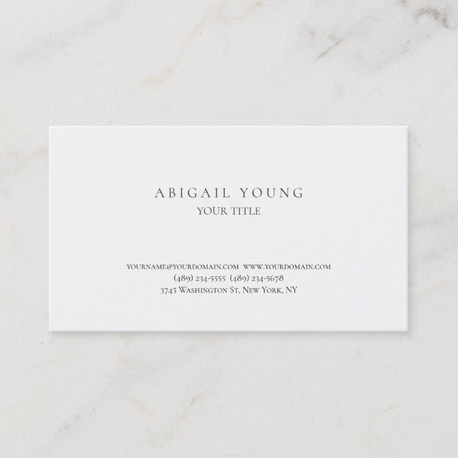 Classical Simple Plain Minimalist Professional Business Card (Front)