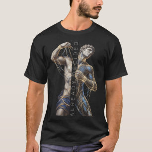 Classical Statue Cyberpunk Wireframe Art T-Shirt