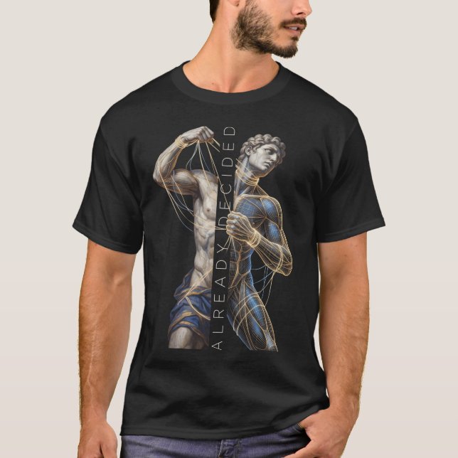 Classical Statue Cyberpunk Wireframe Art T-Shirt (Front)