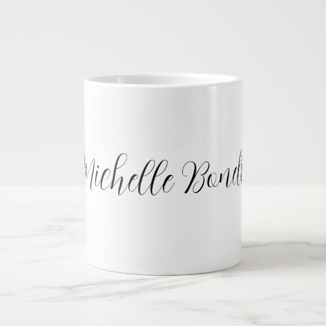 Classical Stylish Script Add Your Name Plain Large Coffee Mug (Front)