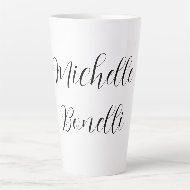 Classical Stylish Script Add Your Name Plain Latte Mug (Front)