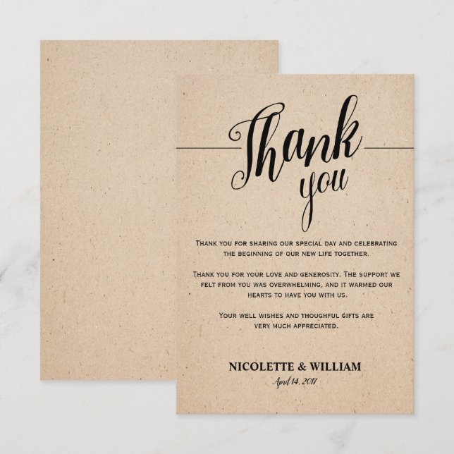 CLASSICAL THANK YOU CARD - KRAFT PAPER (Front/Back)