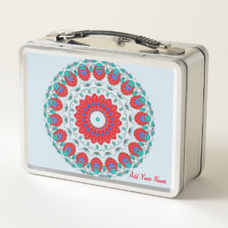 Classical vintage Floral kaleidoscope pattern Metal Lunch Box