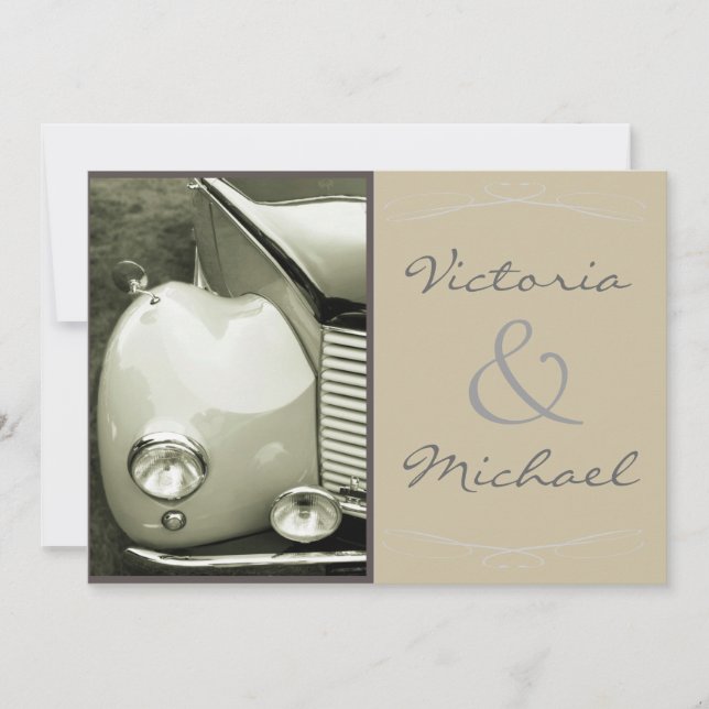 Classical Vintage Motor Wedding Invitation (Front)