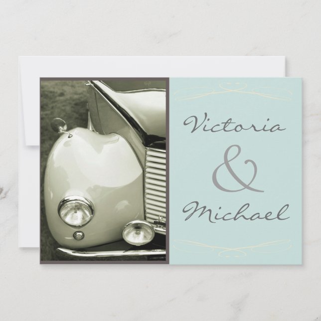 Classical Vintage Motor Wedding Invitation (Front)