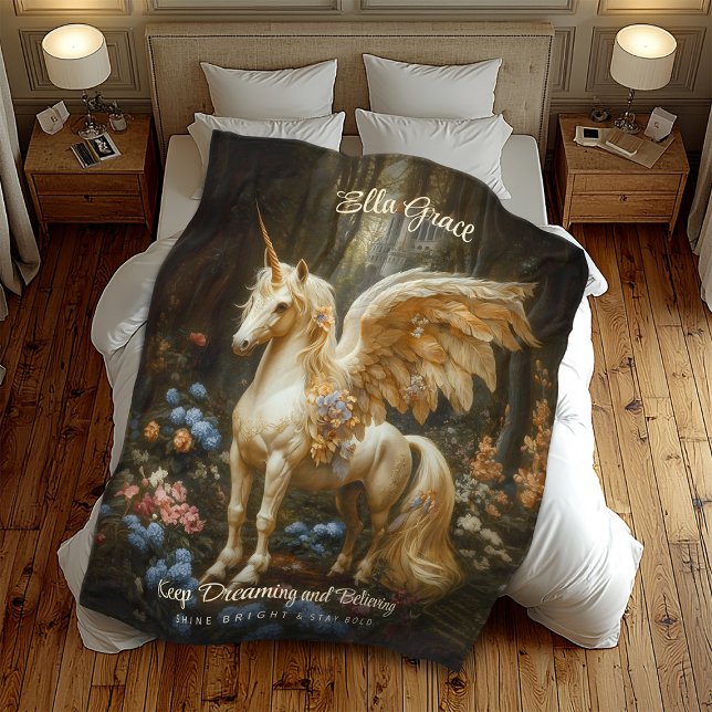 Classical Vintage Pegasus Winged Horse Unicorn Fleece Blanket (Creator Uploaded)