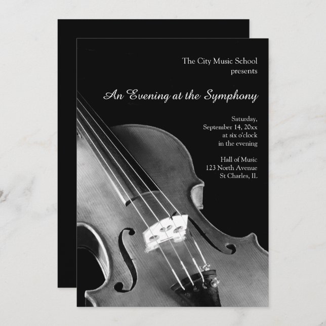Classical Violin Symphony Recital Invitations (Front/Back)
