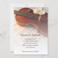 Classical Violin White Roses Wedding Save the Date