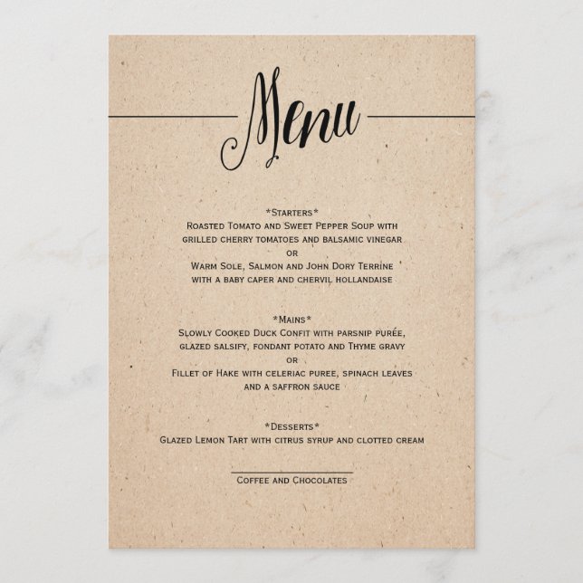 CLASSICAL WEDDING MENU CARD (Front)