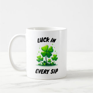 Classical white coffee coat clover design coffee mug