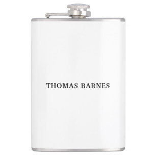 Classical White Minimalist Plain Elegant Hip Flask