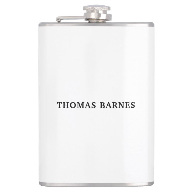 Classical White Minimalist Plain Elegant Hip Flask (Front)