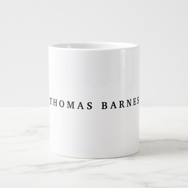 Classical White Minimalist Plain Elegant Large Coffee Mug (Front)