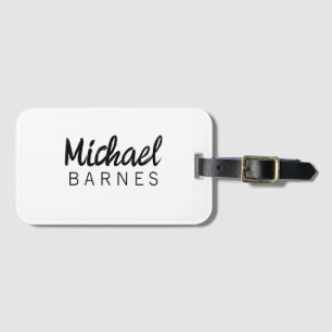 Classical White Minimalist Plain Elegant Luggage Tag