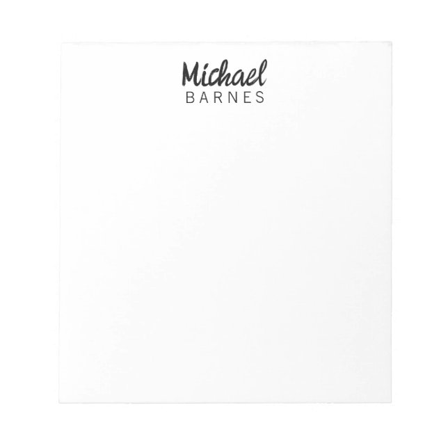 Classical White Minimalist Plain Elegant Notepad (Front)