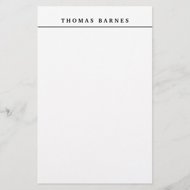 Classical White Minimalist Plain Elegant Stationery (Front)