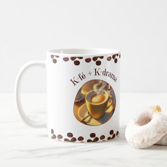 Classical white mug, 325 ml coffee mug (With Donut)