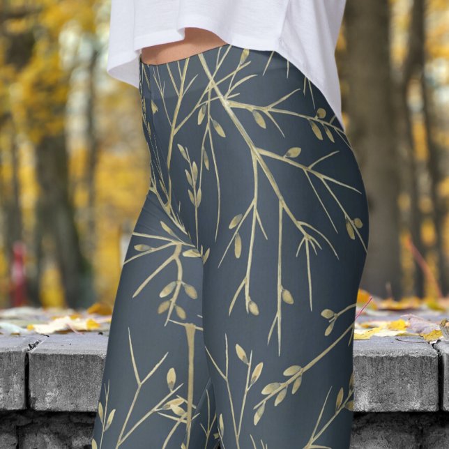 Classical William Morris Woodland Twigs Print Leggings (Woodland Twigs)