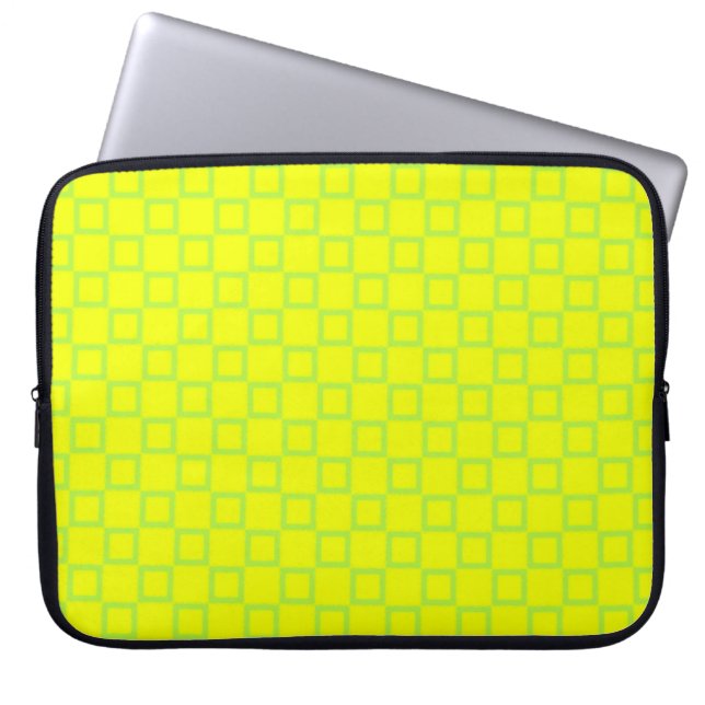 Classical yellow with green grid Laptop Sleeve (Front)