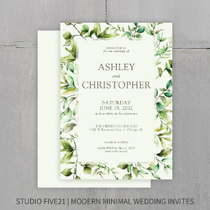 Classically Elegant Rustic Floral Border Wedding Invitation