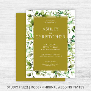 Classically Elegant Rustic Floral Border Wedding Invitation