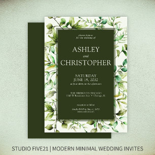 Classically Elegant Rustic Floral Border Wedding Invitation