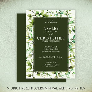 Classically Elegant Rustic Floral Border Wedding Invitation