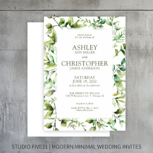 Classically Elegant Rustic Floral Border Wedding Invitation