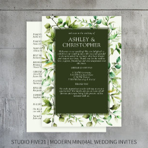 Classically Elegant Rustic Floral Border Wedding Programme