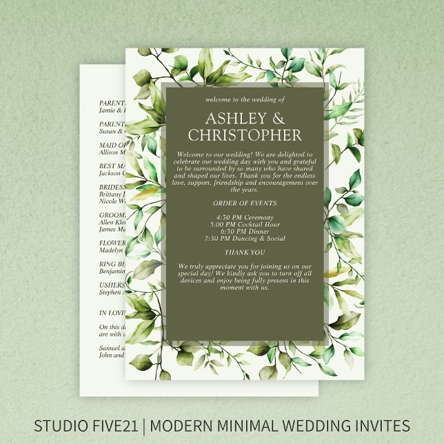 Classically Elegant Rustic Floral Border Wedding Programme (Creator Uploaded)