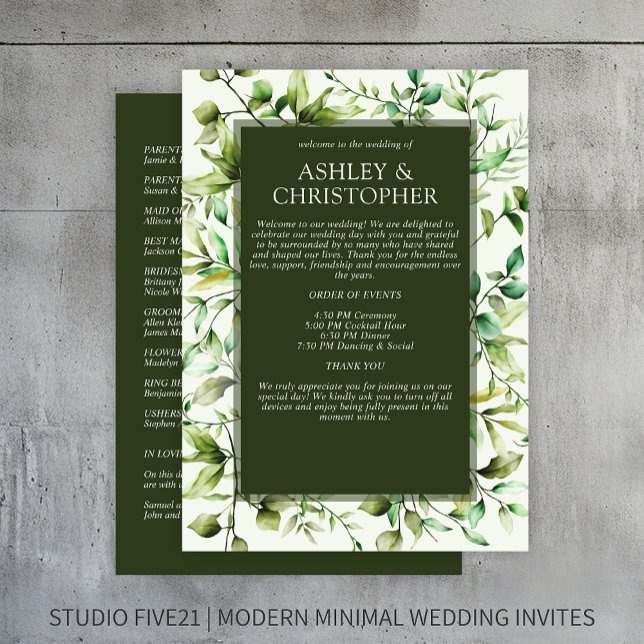 Classically Elegant Rustic Floral Border Wedding Programme (Creator Uploaded)