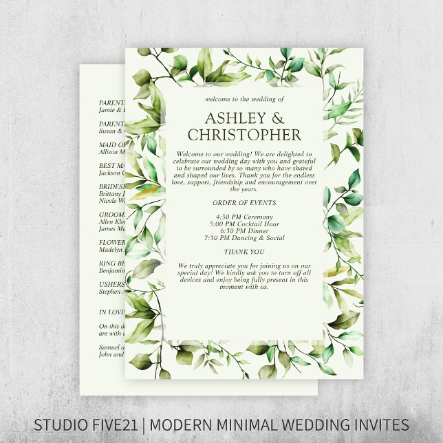 Classically Elegant Rustic Floral Border Wedding Programme (Creator Uploaded)