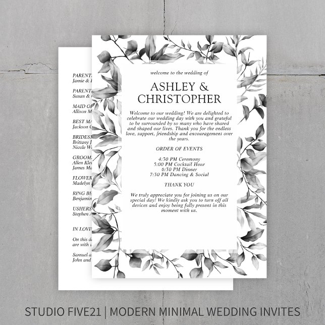 Classically Elegant Rustic Floral Border Wedding Programme (Creator Uploaded)
