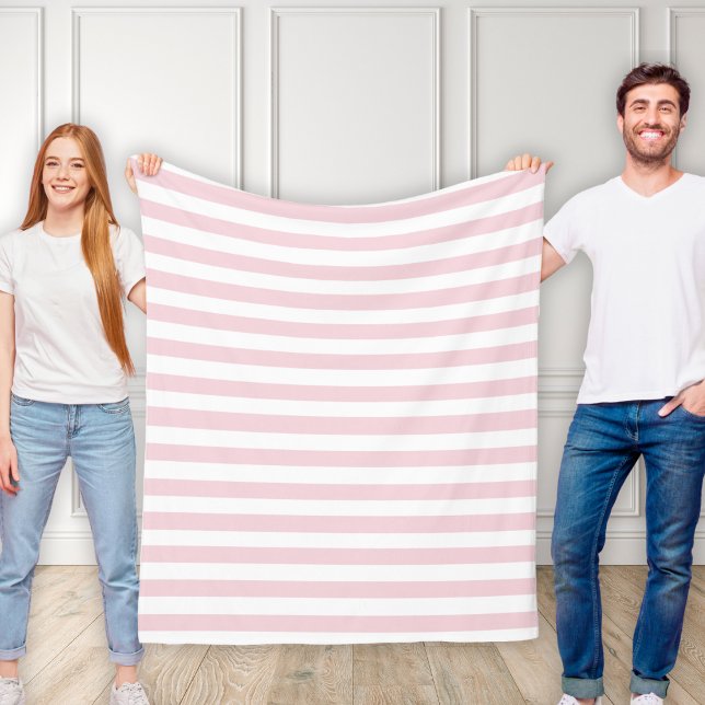 Classically Stylish Baby Pink and White Striped Fleece Blanket (Classically Stylish Baby Pink and White Striped Fleece Blanket)