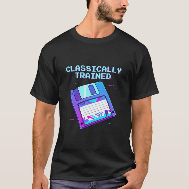 Classically Trained Floppy Disc Retro 90s Tech Vap T-Shirt (Front)