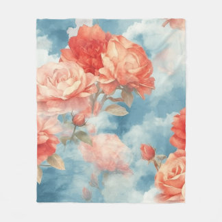 Classics - Angelic Pink and Red Roses in soft clou Fleece Blanket
