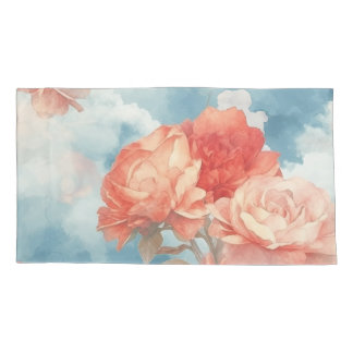 Classics - Angelic Pink and Red Roses in soft clou Pillowcase