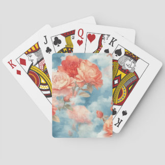 Classics - Angelic Pink and Red Roses in soft clou Playing Cards