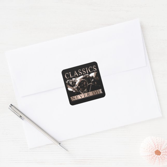 Classics Never Die Square Sticker (Envelope)