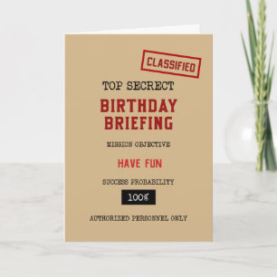 Classified Birthday Briefing Funny Birthday Card 