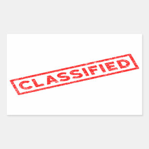 Classified Red Rubber Stamp Rectangular Sticker