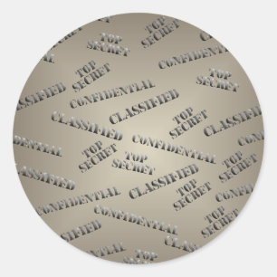 Classified Top Secret Large Round Sticker