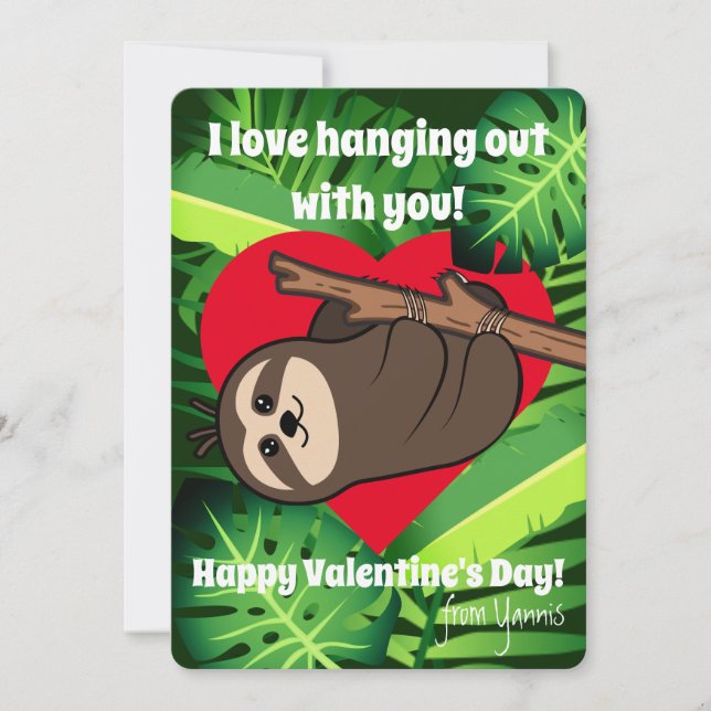 Classmates Cute Sloth "Love hanging out with you" Holiday Card (Front)