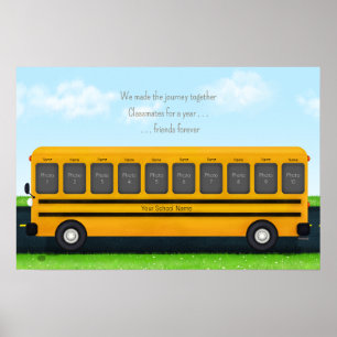 Classmates & Friends Yellow School Bus 10 Photos Poster