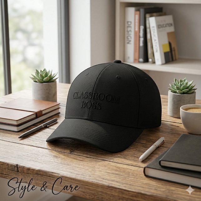 CLASSROOM BOSS Text Mark Clean Modern Design Embroidered Hat (CLASSROOM BOSS Text Mark Clean Modern Design Embroidered Baseball Cap)
