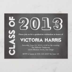 Classroom chalkboard student graduation stylish invitation