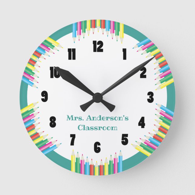 Classroom Clock Coloured Pencils (Front)