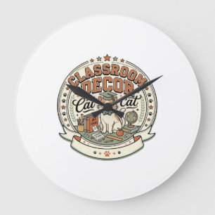 Classroom Decor Cat Classroom Decor Cat Vintage Ve Large Clock