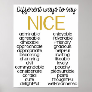 Classroom Decor, Classroom Quote, Ways to Say Nice Poster